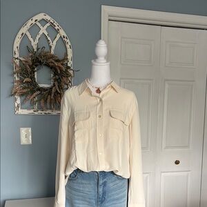 Loft -Cream Button-Up Blouse